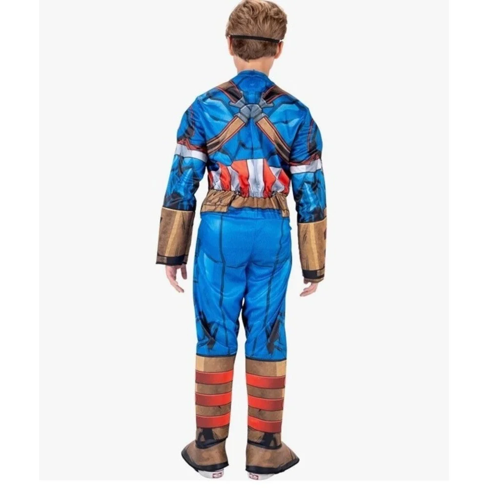 MARVEL Avengers Captain America Padded Jumpsuit Costume Cosplay Child M 8-10 NEW